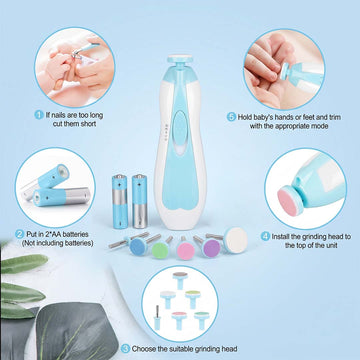 Electric Baby Nail Trimmer Kit (6 Grinding Heads)